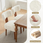 Dining ChairModern Faux Fur Upholstered Dining Chairs Set of 6, Cream White Accent Side Chairs with Solid Wood Legs, Ergonomic Kitchen Chairs for Dining Room (Plush, Set of 6)
