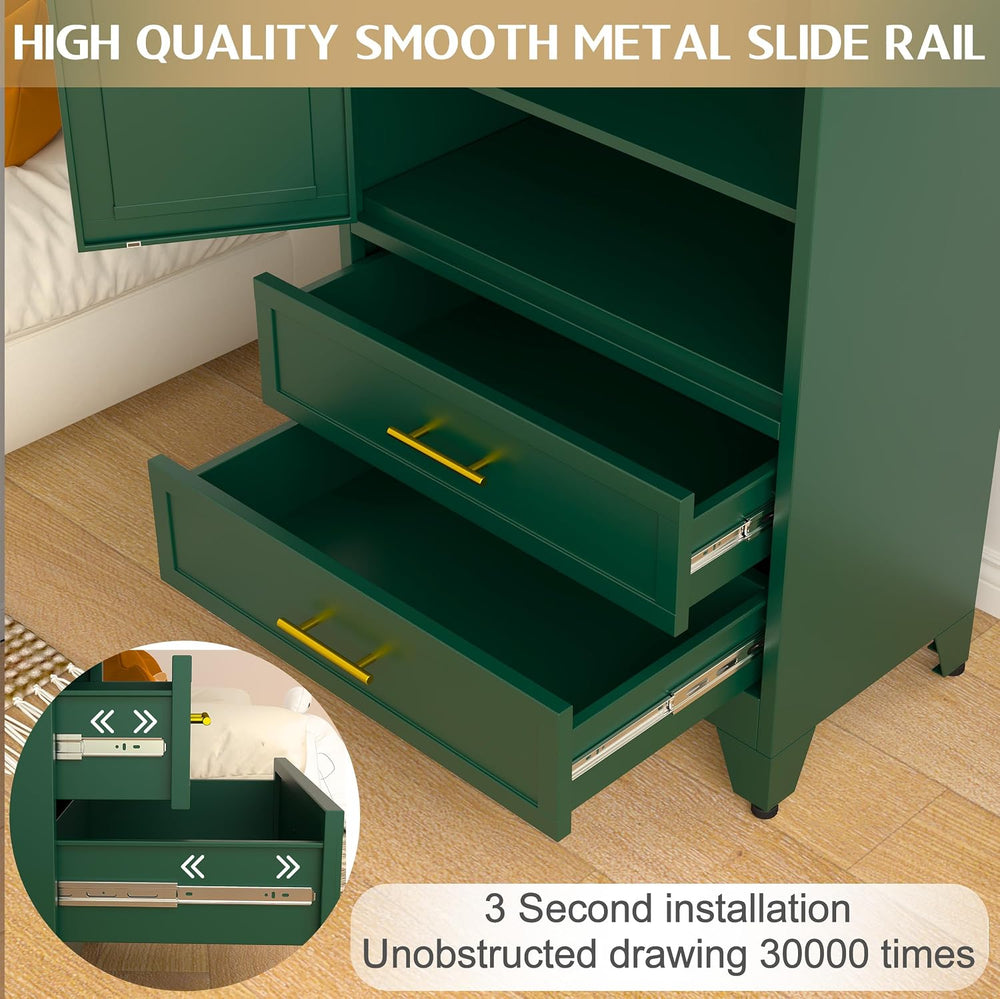 GAIOUS 71" Metal Armoire Wardrobe Closet, Metal Wardrobe Cabinet with Ha...