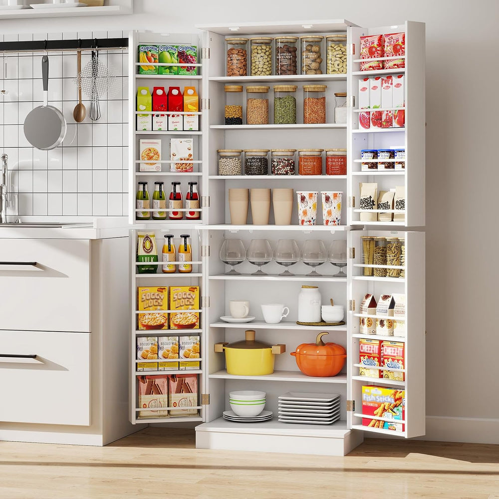 Giantex Kitchen Pantry Cabinet, 65.5" Tall Kitchen Hutch w/8-Tier Storag...