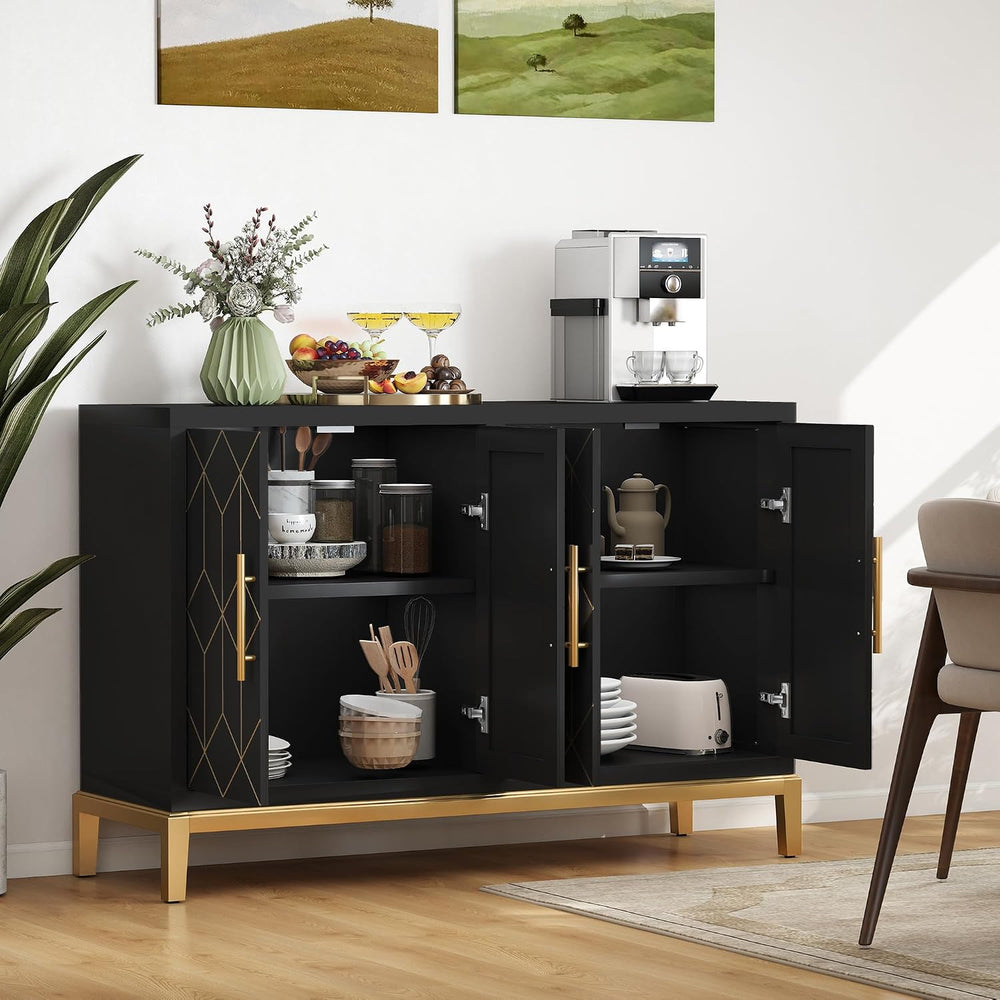 47.8" Storage Accent Cabinet with 4 Doors, Modern Sideboard Buffet Cabin...