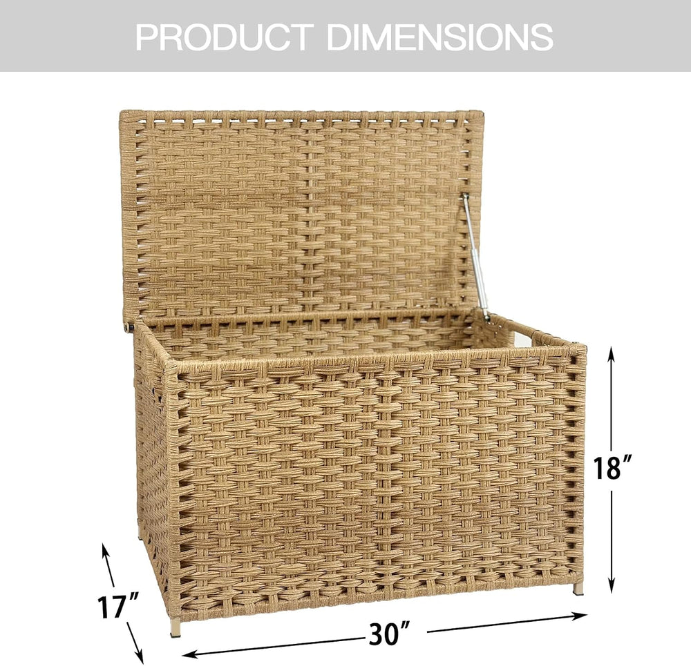 Wicker Storage Trunk, Large Storage Basket with Lid,Rural Natural | Handwoven...