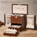 Lockable Wooden Jewelry Box for Women - 8-Layer Dresser Top Jewelry Boxes and Organizer with Key,Large Storage for Necklaces,Solid Wood Jewelry Organizers with Necklace Hooks
