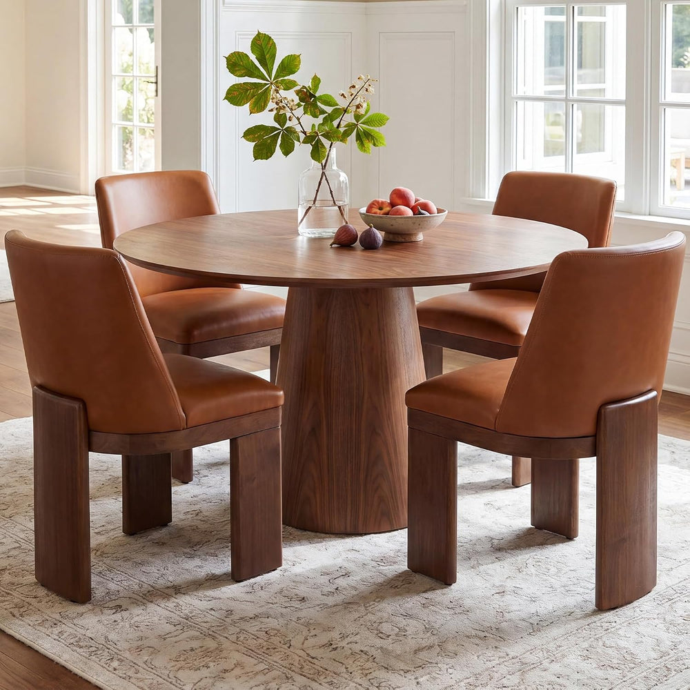 RIVOVA Upholstered Dining Chairs Set of 4, Modern Wooden Dining Room Chair PU...