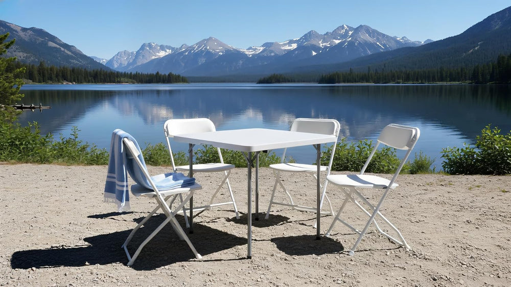 BTEXPERT 5 Piece Folding Card Table Portable and Chair Set, 34" Square F...