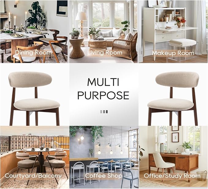 COLAMY Wooden Dining Chairs Set of 4, Modern Fabric Upholstered Kitchen Side ...