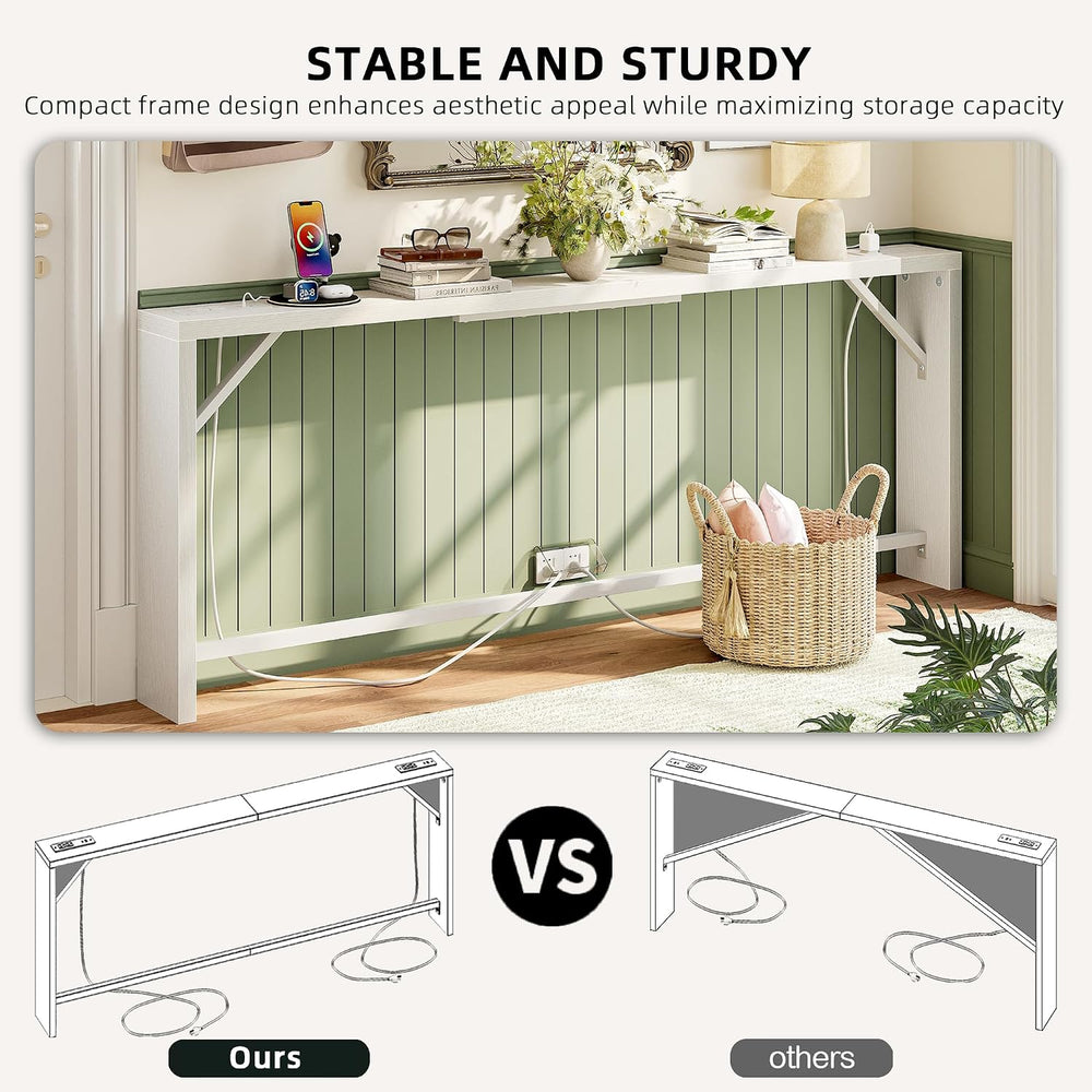 TIQLAB Sofa Table, 79 inch (1.2'' Thickness) Long Console Table Behin...