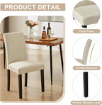 VECELO Upholstered Dining Chairs Set of 6, Modern Fabric and Solid Wood Legs & High Back for Kitchen/Living Room- Beige