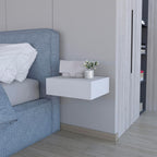 Floating Nightstand Milano, Compact Wall Mounted Bedside Table with Drawer for Small Spaces