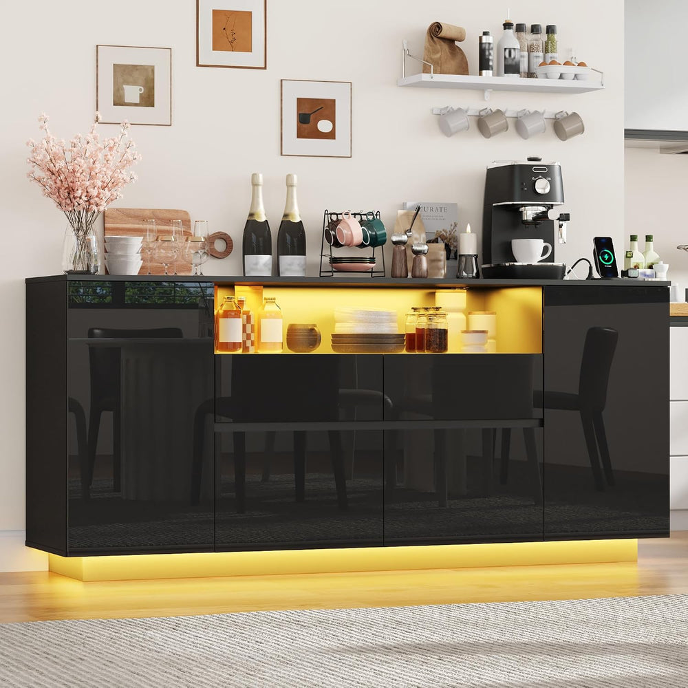 70 Inch Sideboard Buffet Cabinet with Storage, Kitchen Buffet Storage Cabinet...