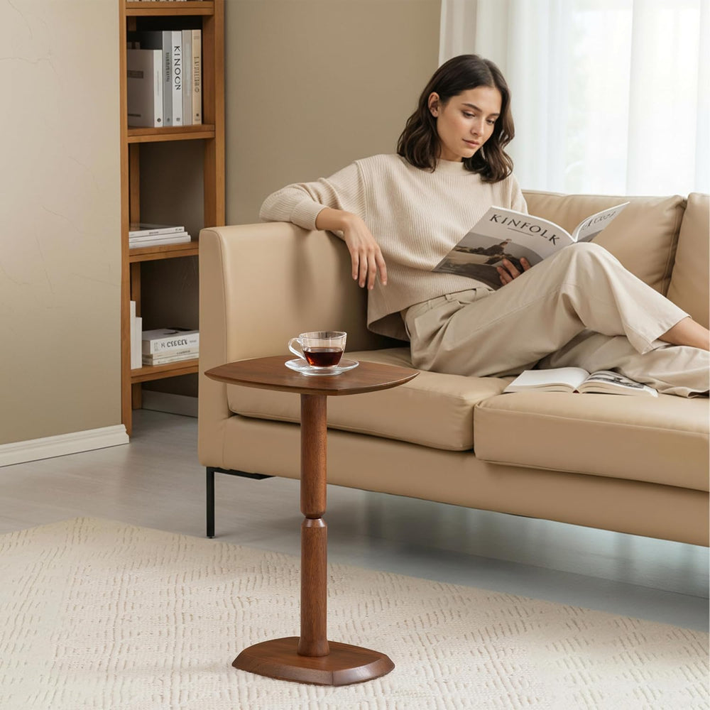 MH London Cooper Drink Table - 22" High Solid Mango Wood Pedestal Side T...