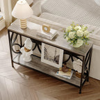 GiftGo Narrow Sofa Table 47.2 Inch, Industrial Sofa Table Behind Couch, Vintage Entry Console Table with Storage for Entryway, Living Room, Foyer, Elegant Design (Grey, 47.2)