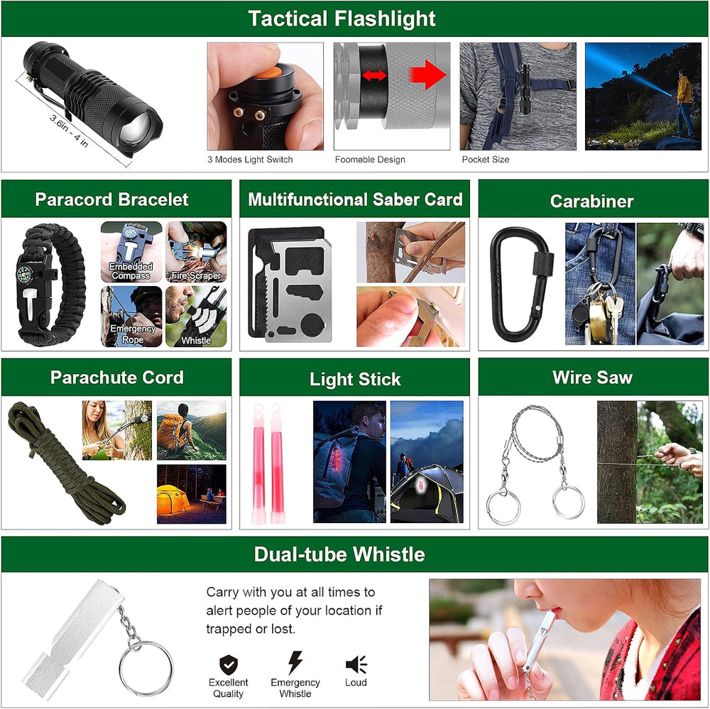 Survival Gear and Equipment with Molle Pouch, for Men Women Camping Outdoor A...