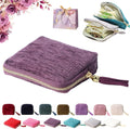 Travel Jewelry Case, Portable Jewelry Storage Bag, Compact Foldable Five Compartments Organizer Pouch with Zipper & Tassel for Earring Necklace Ring Bracelet (Dark purple)