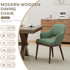 Wooden Dining Chairs Set of 2, Modern Fabric Upholstered Dining Room Chair, Kitchen Side Chairs, Farmhouse Dinner Chair with Open Back for Kitchen, Green