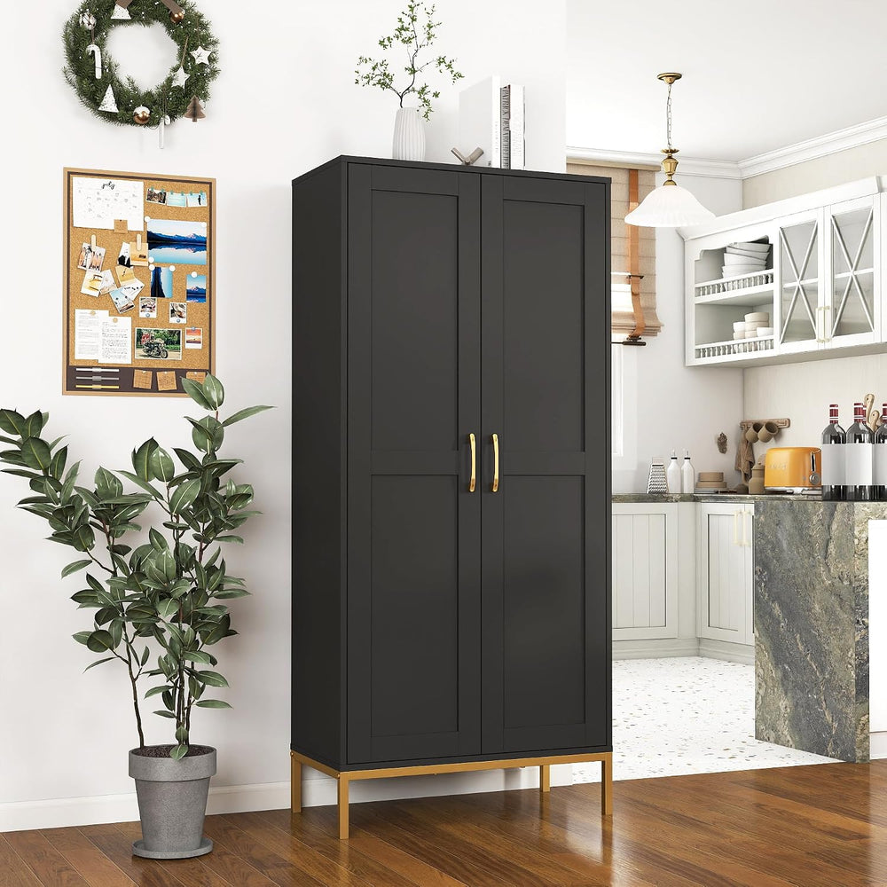 Kitchen Pantry Cabinet,Kitchen Pantry with 2 Adjustable Shelves,4 Shelf Cabin...