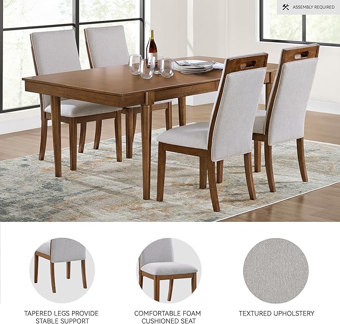 Signature Design by Ashley Lyncott Casual Upholstered Dining Chair with Cushion and Cutout Handle, Set of 2, Light Gray & Dark Brown