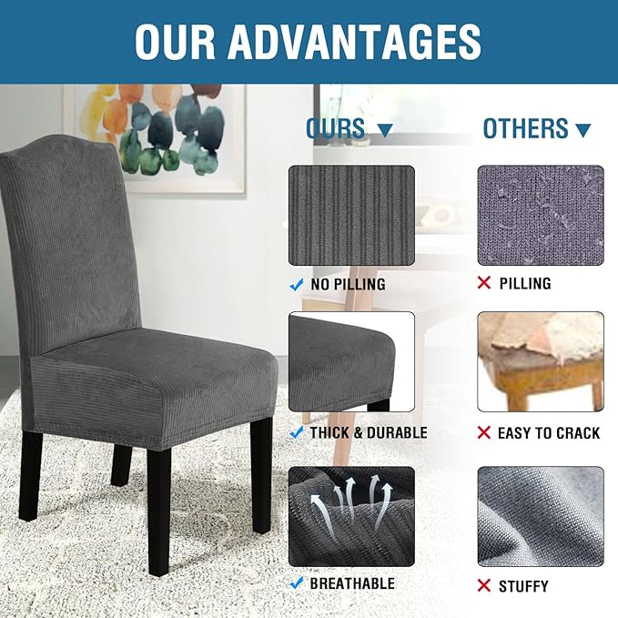 H.VERSAILTEX Velvet Dining Chair Covers Stretch Chair Covers for Dining Room ...