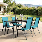 JEAREY Patio Dining Chairs Set of 4, Outdoor Stackable Dining Furniture Set, All Weather Dining Set for Lawn, Garden, Backyard, Poolside, Peacock Blue