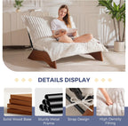 MAXYOYO Adjustable Living Room Chair, 3-Position Bean Bag Chair with Frame | Upholstered Accent Chair with Frame, Removable Cushion, Soft Reclining Lounge for Bedroom, Apartment, Office, Beige