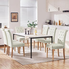 Yaheetech Dining Chairs Set of 6 Fabric Upholstered Dining Room Chairs with Button Tufted High Back and Solid Wood Legs for Kitchen/Living Room/Restaurant, Modern Style, Beige