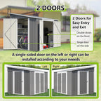 6x8FT Lean to Shed Metal Outdoor Storage Sheds with Floor Frame,Large Tool&Lawn Mower Shed with Two Lockable Doors for Garden Backyard Patio Storage,Outside Waterproof Storage Shed