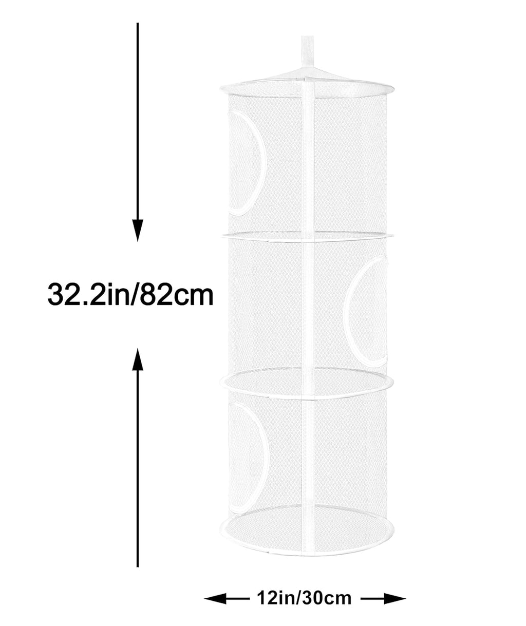 Libeder Mesh Hanging Storage Space Saver Bags Organizer,Foldable Storage Organizer 3 Compartments Toy Storage Basket for Kids Room Bathroom 2 Sets, White