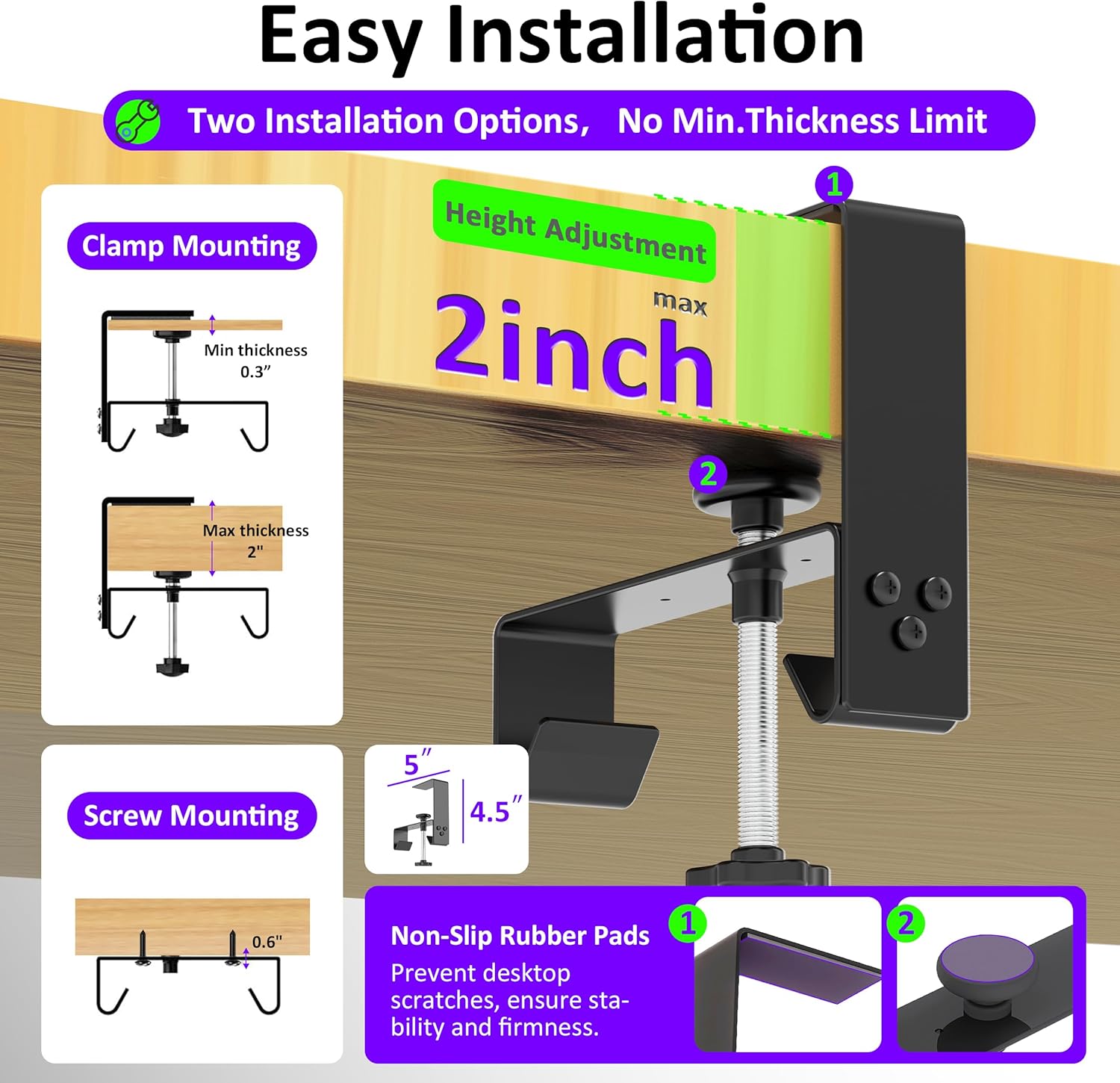 Under Desk Cable Management Tray - Under Desk Cord Management - Clamp/Screw Mount - Fabric Wire Management - Cable Raceways Tray Cord Hiders for Office/Home (Black, 28.6"×5.6")