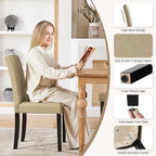 Yaheetech Dining Chairs Set of 4 Fabric Parson Upholstered Kitchen Chairs with Padded Seat and Solid Wood Legs for Dining Room/Restaurant, Armless Design, Khaki