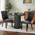 SoarFlash Kitchen Table and Chairs for 2, 31.5" Dining Table Set for 2 with Upholstered Chairs, 3 Piece Kitchen Table Set with Storage Shelf for Small Space, Apartment