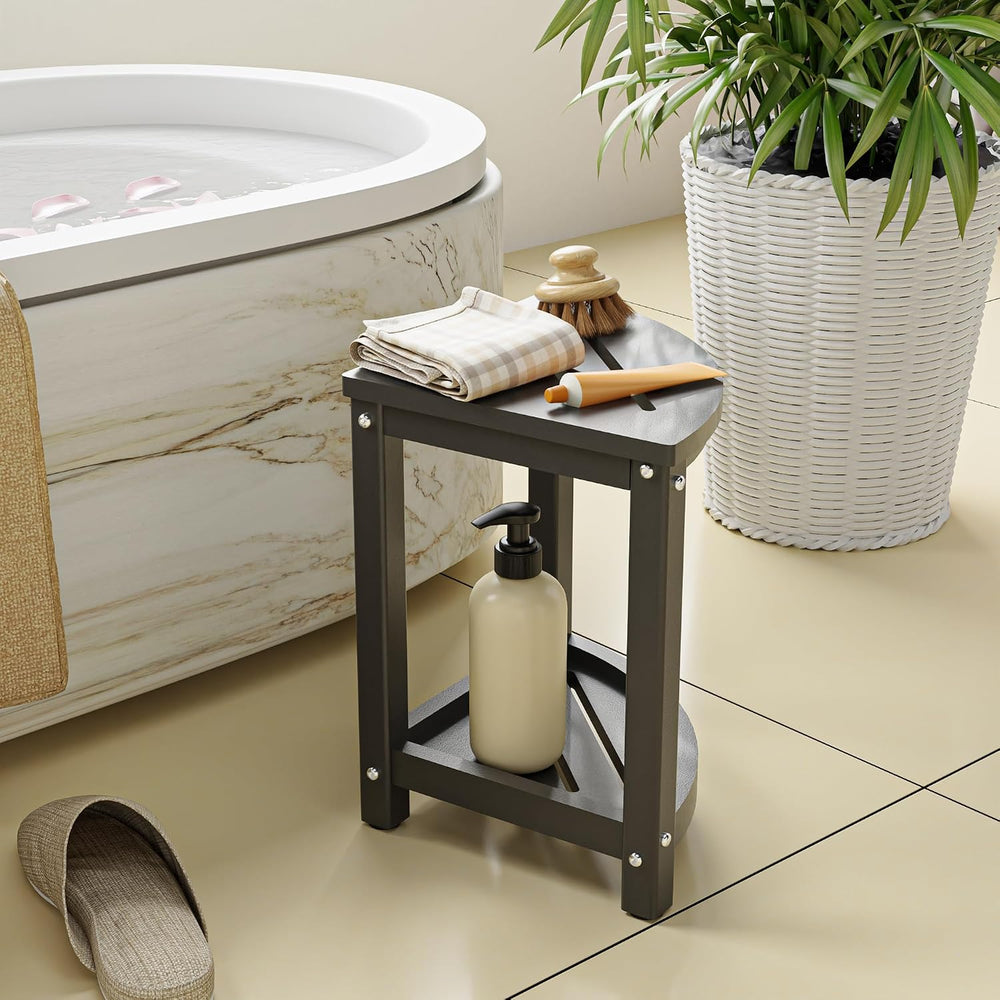 Shower Stool for Inside Shower Corner Shower bench with Storage Shelf Grey