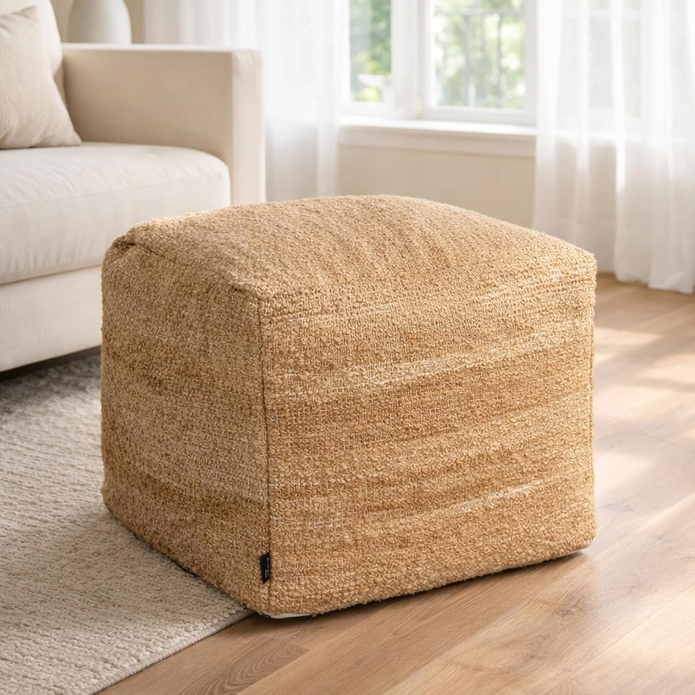 Chardin home Unstuffed Pouf Ottoman Cover, Beige, 16.5x16.5x12.9 Inches | DIY...