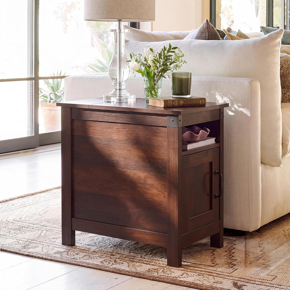 WLIVE End Tables for Living Room & Bedroom w/ Charging, Narrow Nightstand