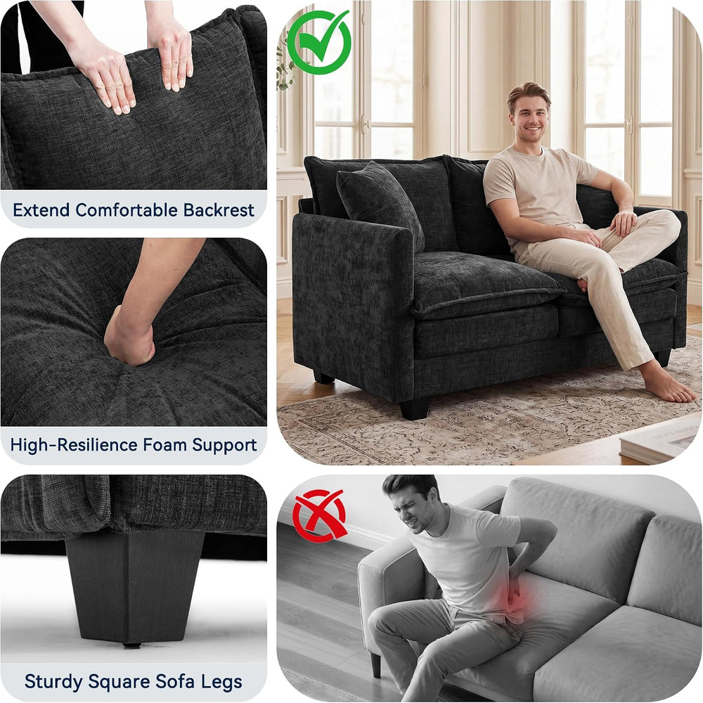 Loveseat Sofa Couch 2 Piece Set, Small Compact 50" Love Seat 27" De...