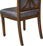NKAM9-AWA-34 9-Piece Dining Table Set Includes a Kitchen Table and 8 Dark Grey Polyester Fabric Dinner Chairs with High Back - Antique Walnut Finish