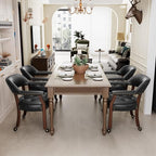 LEEMTORIG Large Dining Chairs with Casters and Arms, Rolling Dining Chairs with Wheels, Accent Game Chairs Boss Caption's Chairs, 26" D x 25.2" W x 31.5" H, Cherry Legs & Black SY-1533-BK