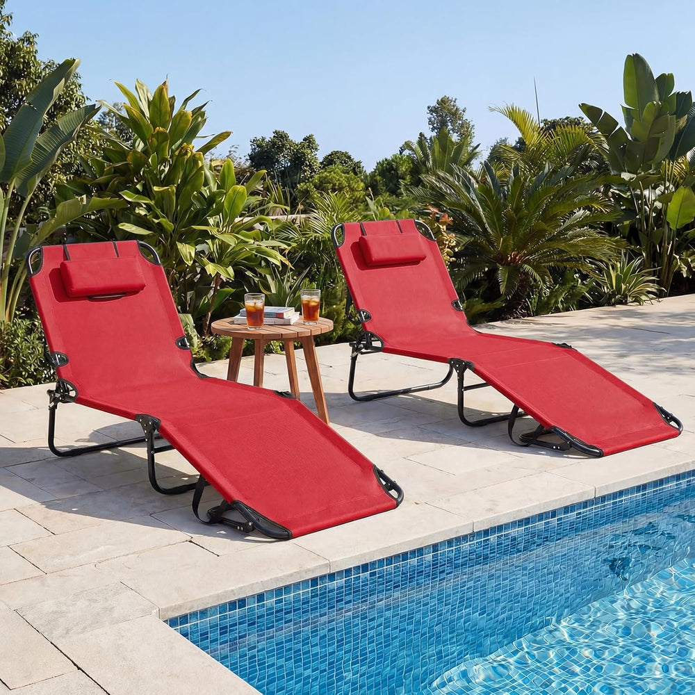 Tangkula Beach Lounge Chair, Folding Sunbathing Recliner with Face Hole, Face...