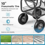 Goplus Garden Hose Reel Cart, 300 FT of 5/8" Large Capacity, Heavy-Duty Metal Hose Cart w/ 4 Wheels, Storage Basket, Portable Water Hose Organizer for Outside Yard, Outdoor Planting Tool (Black)