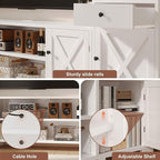 94" W Entertainment Center with Bookshelves & Storage, Large Wall Unit TV Stand for TVs up to 70", Modern White Wood Media Console with Power Hub for Living Room (White)