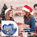 Gifts for Women Flower Jewelry Dish Ring Holder Dish Jewelry Tray Bathroom Vanity Organizer Blue Room Decor Aesthetic Nightstand Bedroom Decor Trinket Dish Small Friendship Wedding Birthday Gifts