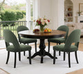 Upholstered Dining Chairs Set of 4, Mid Century Modern Wooden Kitchen & Dining Room Chairs with Solid Wood Legs & Fabric Open Backret, Farmhouse Green