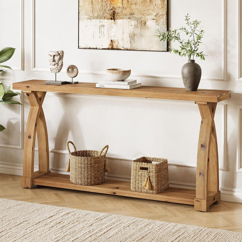 Wood Console Table for Entryway, 63" Entryway Table with Storage | Farmh...