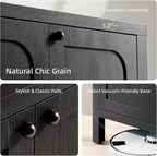47" Black Sideboard Buffet Cabinet with Storage Modern Credenza with Doors Heavy Duty Wood TV Media Console Table Accent Cabinet for Living Room Hallway Entryway