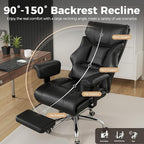 COMHOMA Big and Tall Office Chair 400lbs High Back Computer Gaming Chair with Ergonomic Lumbar Support & Pocket Spring Cushion for Lower Back Pain Relief, Leather Executive Chair with Foot Rest, Black