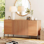 WAMPAT 61.6" TV Stand Cabinets for TVs up to 70 Inches, Entertainment Center with Storage Cabinets and 4 Doors, Mid Century Modern Media TV Console Table for Living Room Bedroom,Mocha