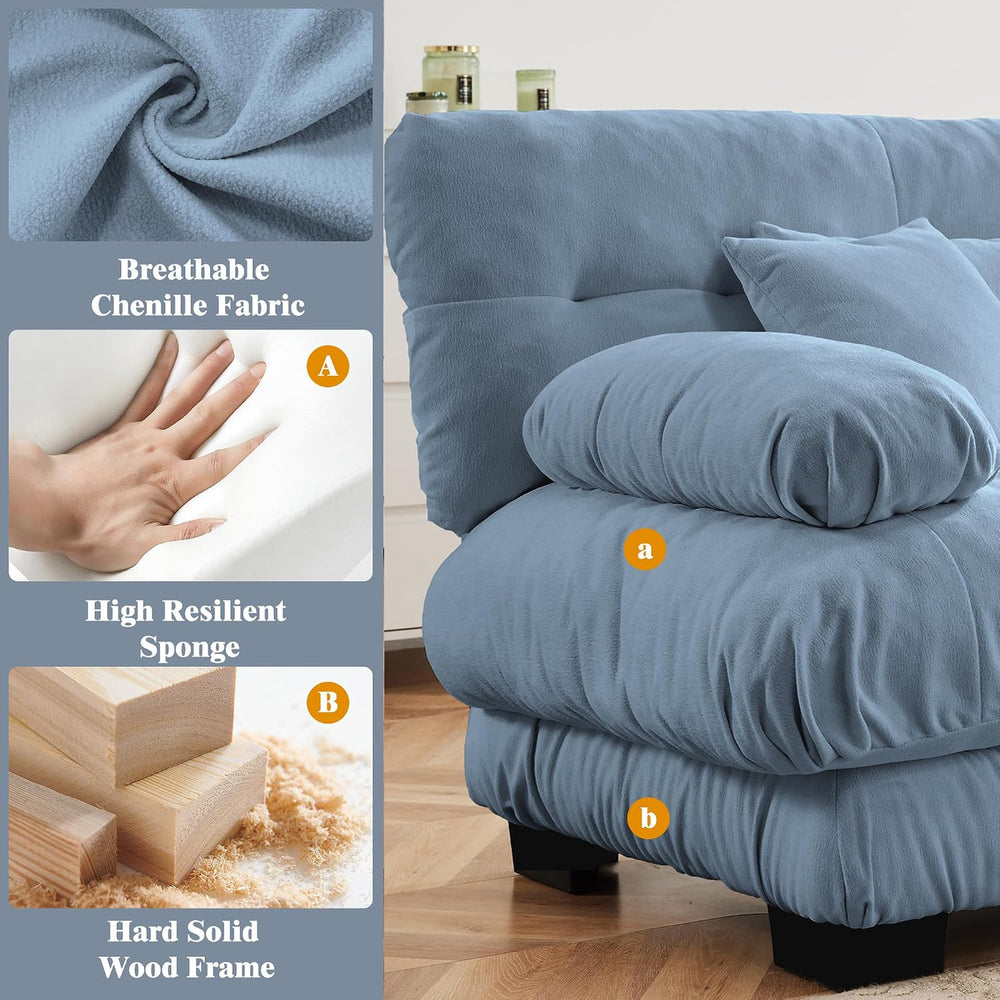 Oversized Modular Velvet Sectional Cloud Sofa Couch with Movable Ottoman,Corn...