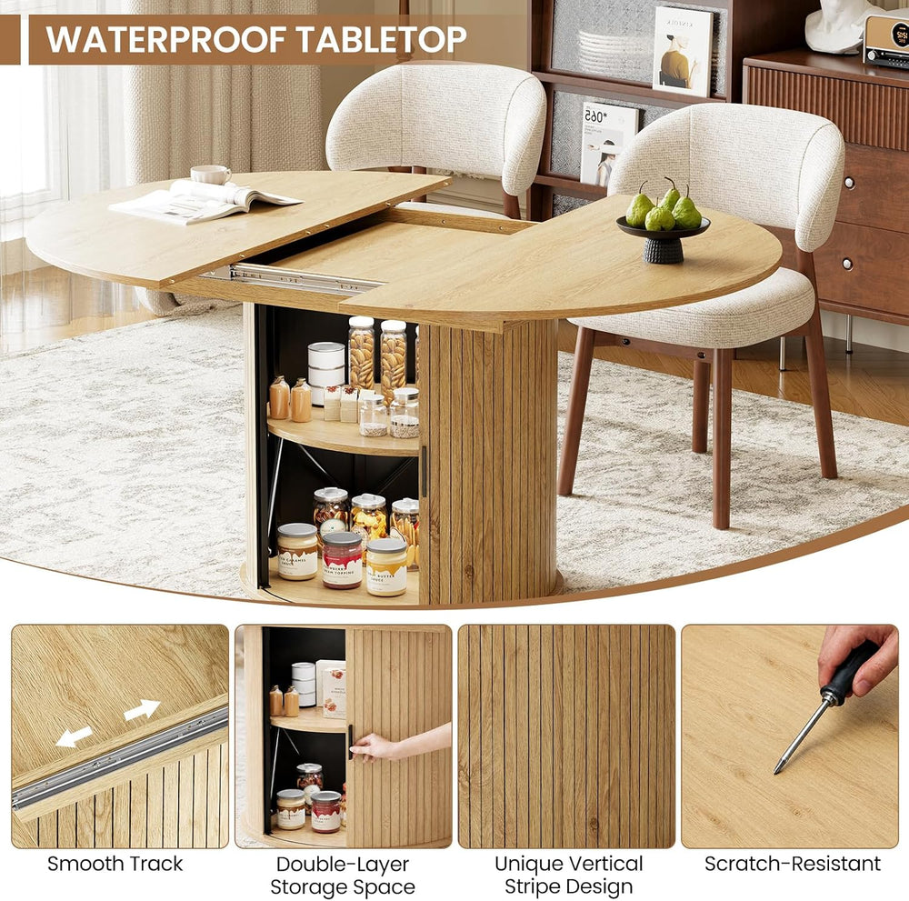 MALOL 47"-63" Extendable Round to Oval Dining Table Chairs Set for ...