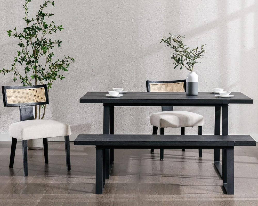 VESCASA 60" Wood Dining Bench with Black Metal Legs for Dining Room, Kit...