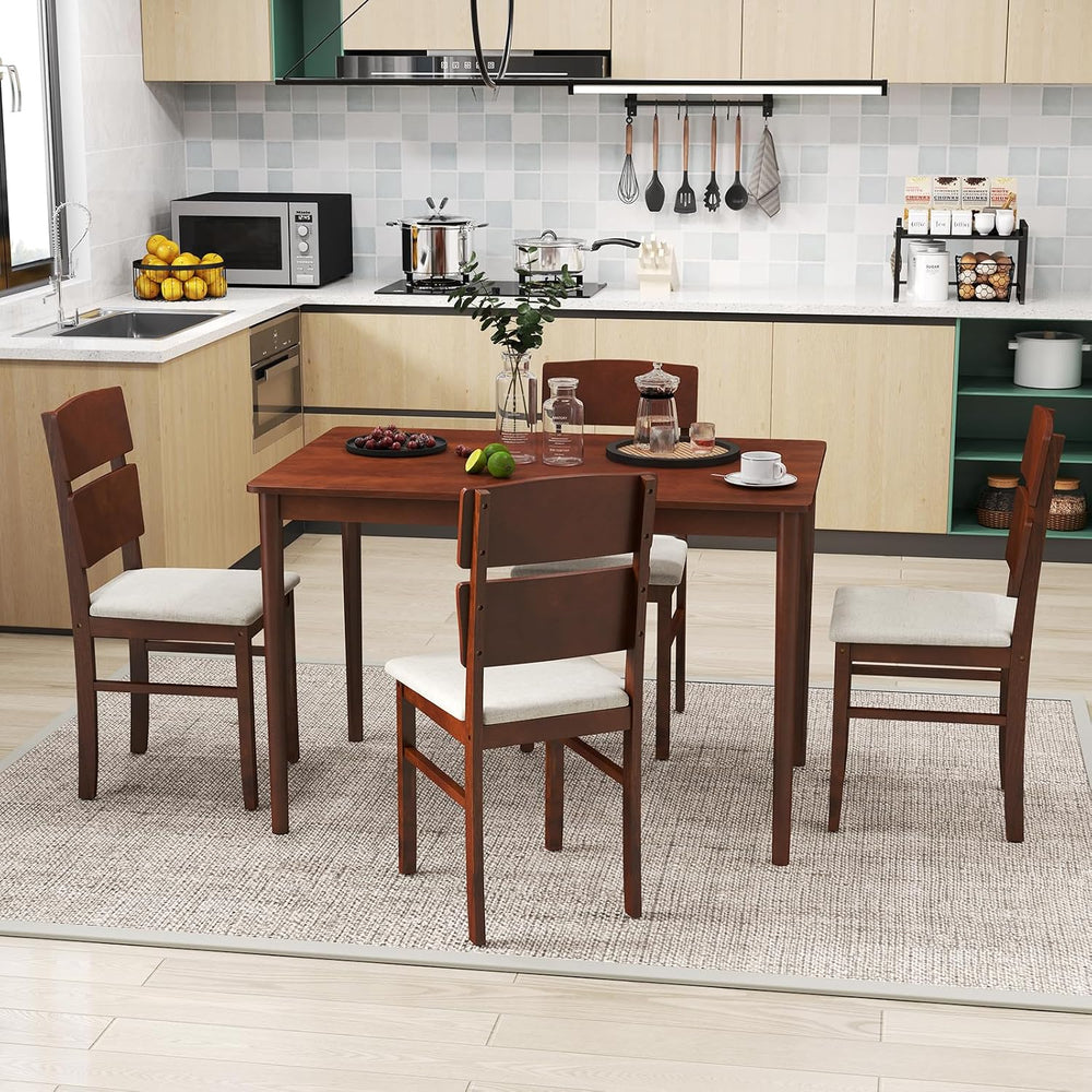 GOFLAME 5-Piece Dining Table Set for 4, Farmhouse Wooden Kitchen Table & ...