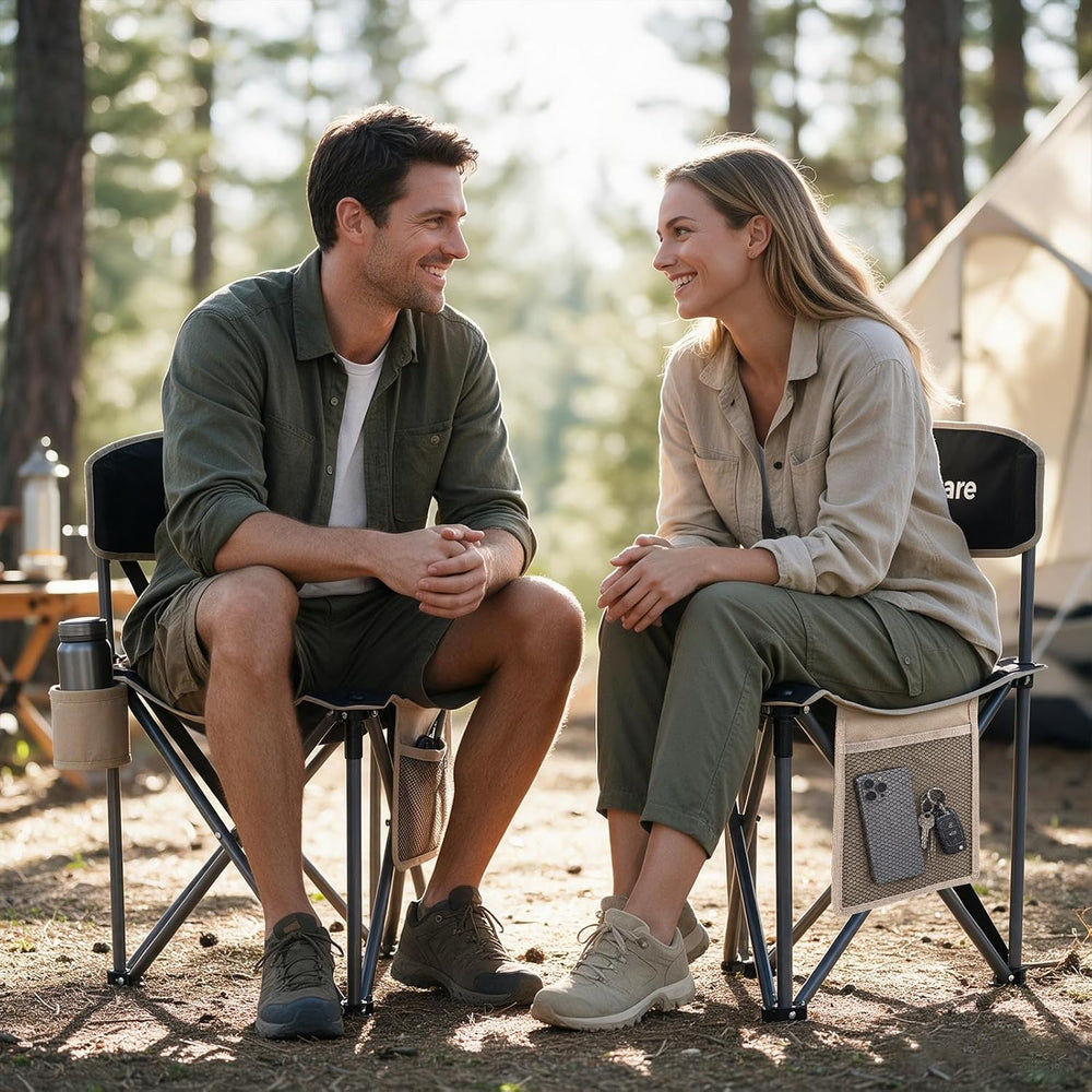 Tripod Camping Chair with Backrest, Folding Outdoor Stool