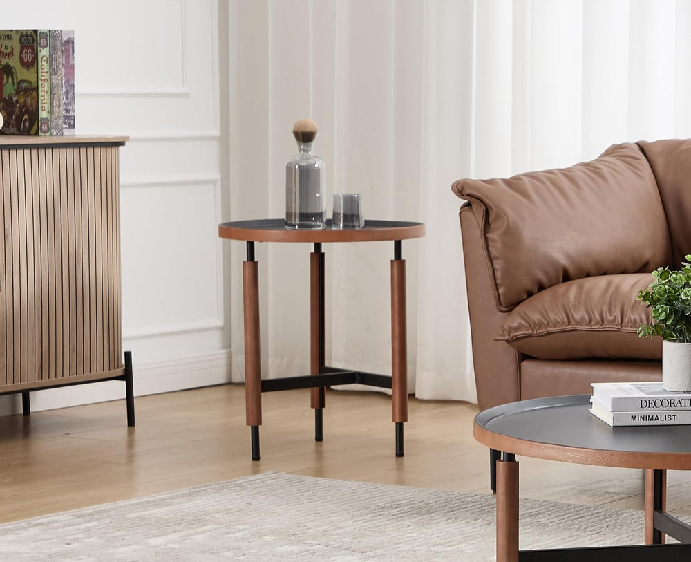 EALSON 19.5" Round Side Table Mid Cnetury Modern End Table for Couch Sof...